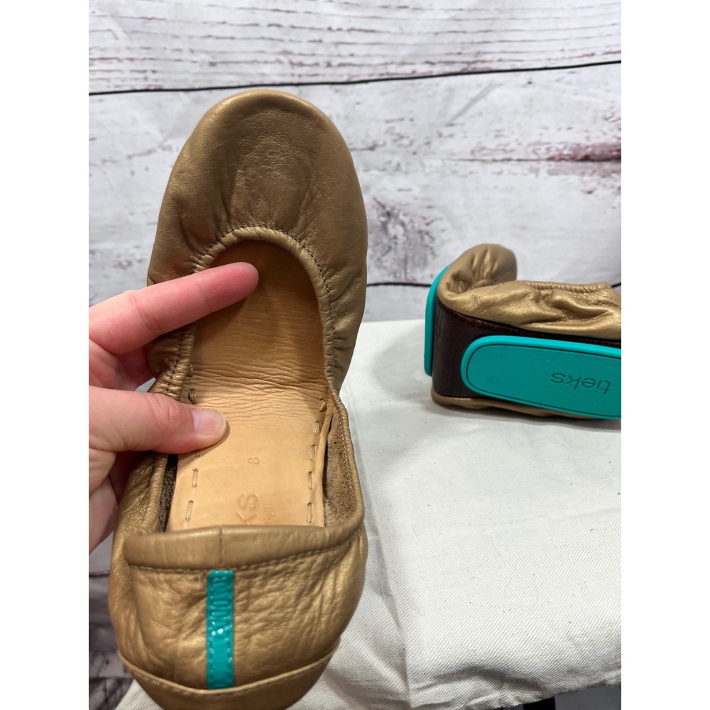 Tieks by Gavrieli Womens 8 Metallic Gold Leather Foldable Ballet Flats Shoes